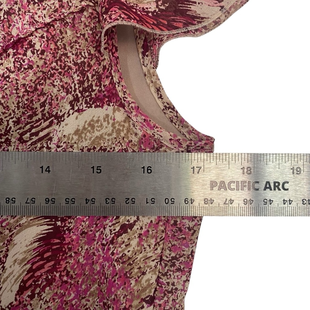 Ann Taylor Silk V-Neck‎ Cap Sleeve Y2K Pink Ruffle Top Size 8 - Picture 8 of 9